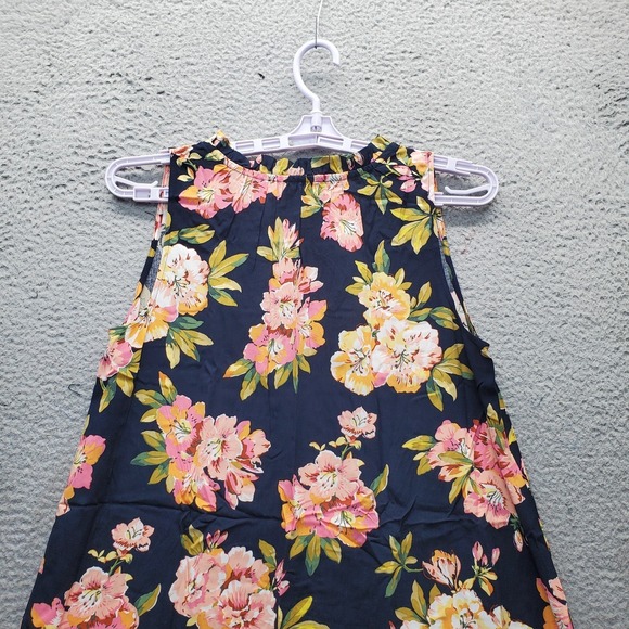 LOFT A-Line Dress Women Small Multicolor Floral Sleeveless Ruffle Neck Tie Front - Picture 9 of 9